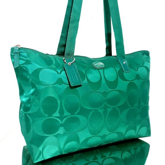 Coach Getaway Green 2 Pc Nylon Packable Weekender - Picture 2 of 12